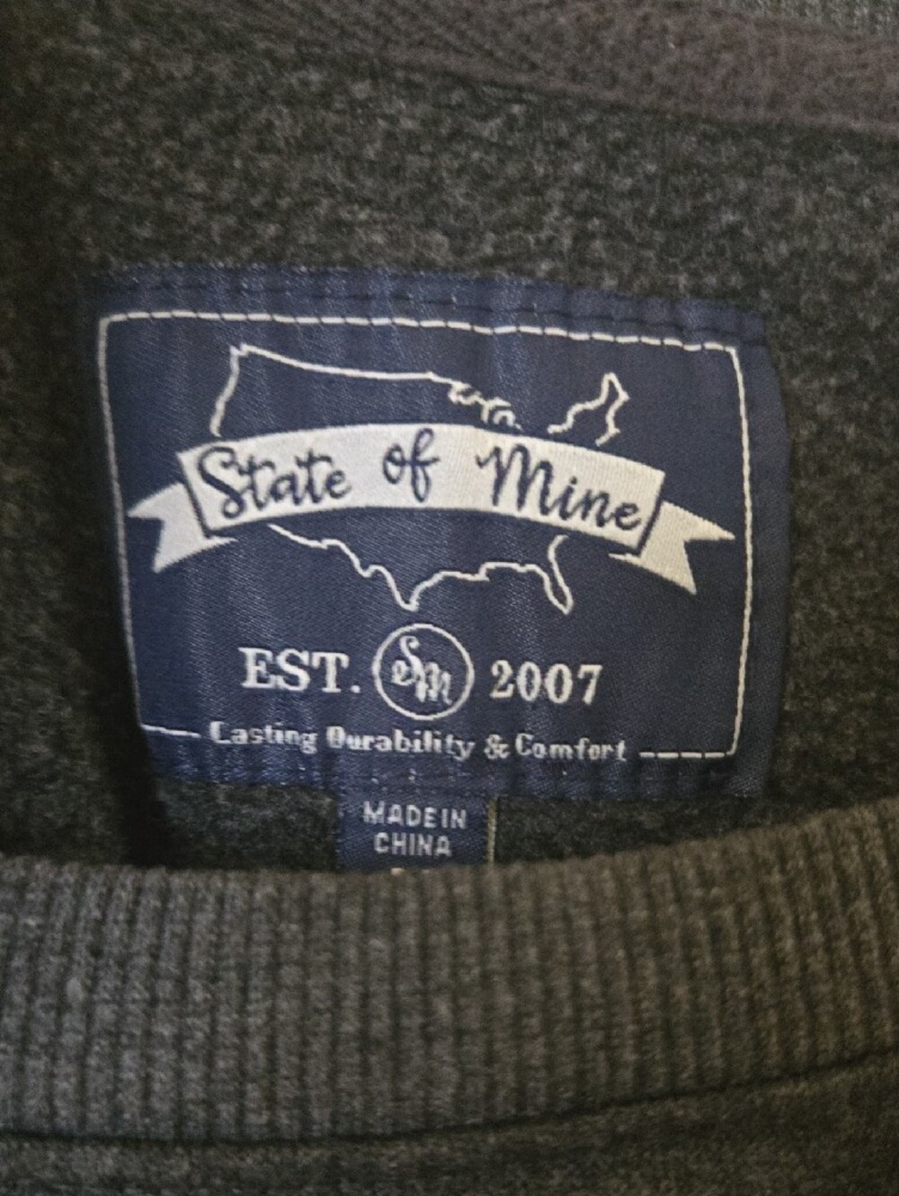 State of Mind Dark Gray 'California' Crewneck Sweater with Multicolor Accent - Picture 2 of 3